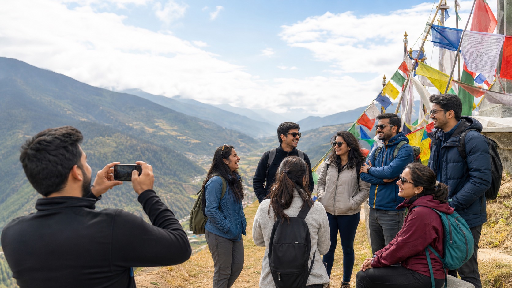 Friends on a Bhutan group trip