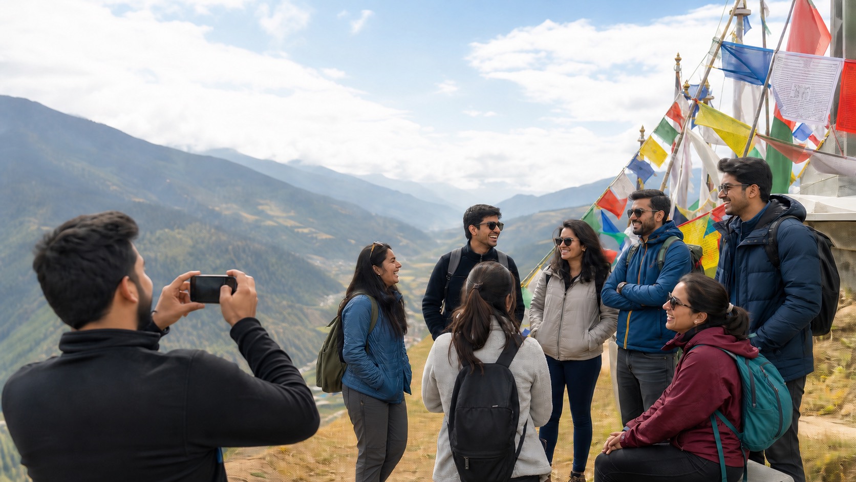Friends on a Bhutan group trip